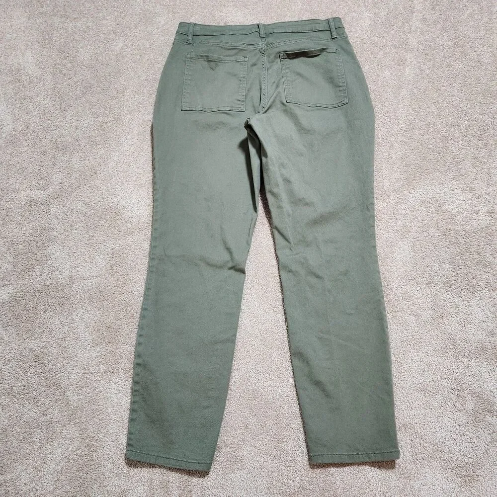 Banana Republic Chino Pants Women 10 Green Mid Rise Slim Straight